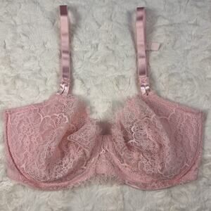 Victoria’s Secret Dream Angels Unlined Uplift Lace Bra Pretty Blossom Pink 38DDD
